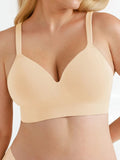 Popilush® Supportive No Underwire Bra Wide-strap Version / Beige / S ContourLift™ Seamless Wireless Shaping Push Up Bra
