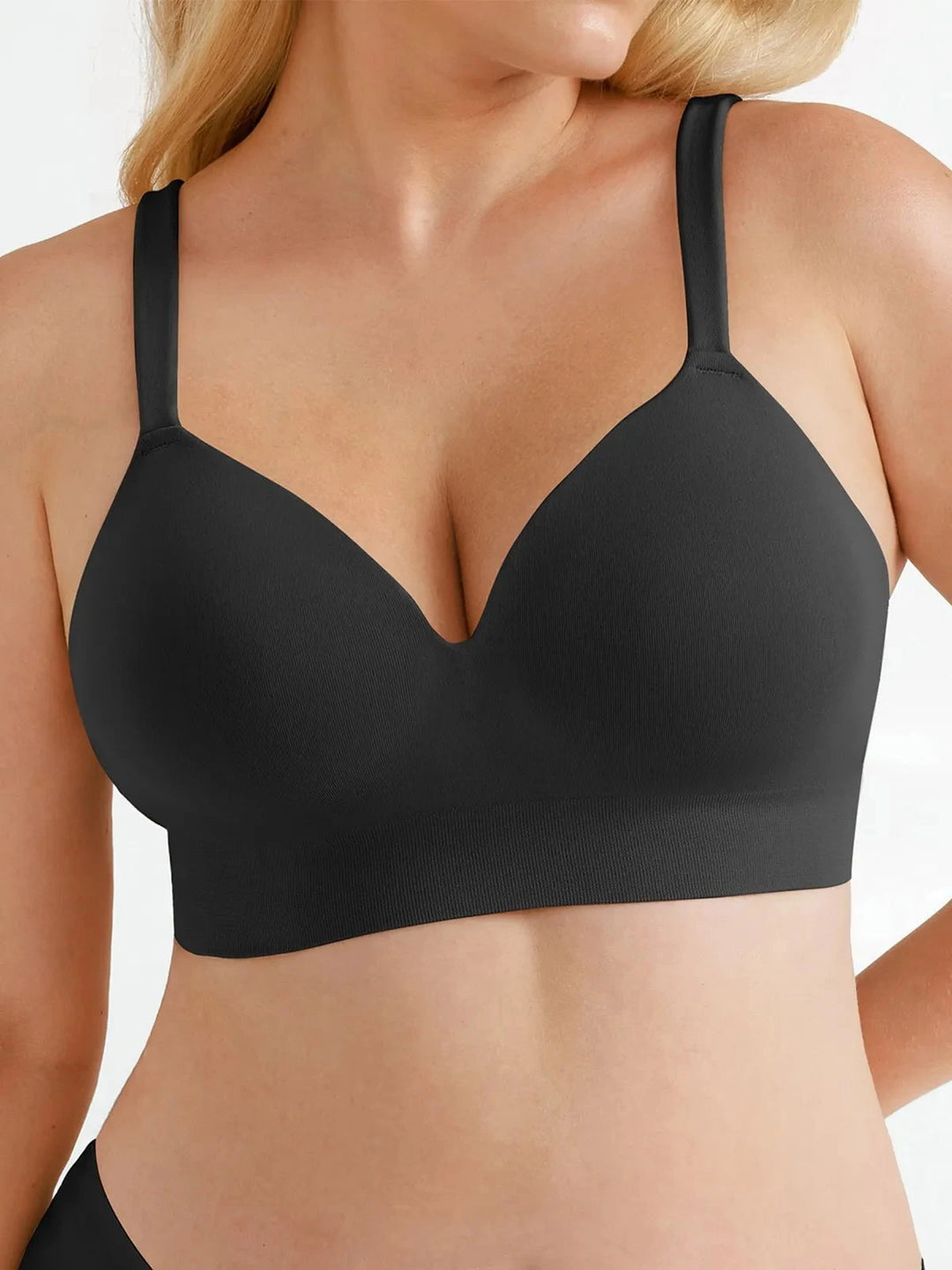 Popilush® Supportive No Underwire Bra Wide-strap Version / Black / S ContourLift™ Seamless Wireless Shaping Push Up Bra