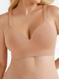 Popilush® Supportive No Underwire Bra Wide-strap Version / Dark Beige / S ContourLift™ Seamless Wireless Shaping Push Up Bra