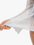 Popilush® Beach Seaside Swim Tunic Crochet Long Sleeve Coverup Top