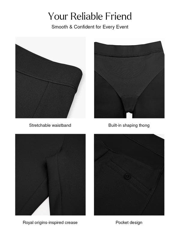 Popilush® Day To Night Set Square Neck Tank Bodysuit Built-in Shapewear Pants