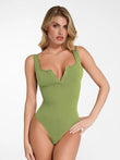 Popilush® Bodysuit / Green / XS Day To Night Set Square Neck Tank Bodysuit Built-in Shapewear Pants