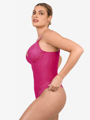 Popilush® Tops Body Shaper Jumpsuit Deep-V Neck Lace Thong Bodysuit