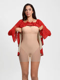Popilush® Deep V Ruffle Lace Long Sleeve Shaping Dress