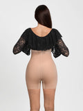 Popilush® Deep V Ruffle Lace Long Sleeve Shaping Dress