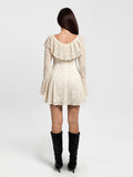 Popilush® Deep V Ruffle Lace Long Sleeve Shaping Dress