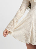 Popilush® Deep V Ruffle Lace Long Sleeve Shaping Dress