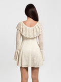 Popilush® Deep V Ruffle Lace Long Sleeve Shaping Dress
