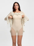Popilush® Deep V Ruffle Lace Long Sleeve Shaping Dress