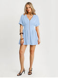 Popilush® Deep V Zip Front Two-Piece Sculpting Midi Dress