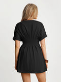Popilush® Deep V Zip Front Two-Piece Sculpting Midi Dress