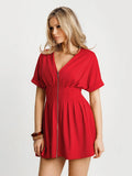 Popilush® Deep V Zip Front Two-Piece Sculpting Midi Dress