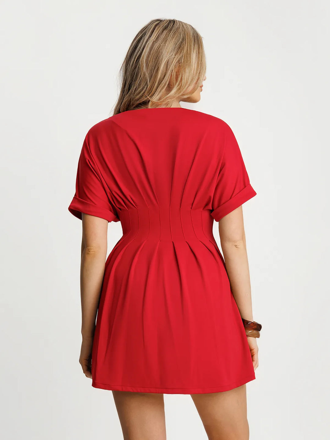 Popilush® Deep V Zip Front Two-Piece Sculpting Midi Dress