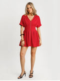 Popilush® Deep V Zip Front Two-Piece Sculpting Midi Dress