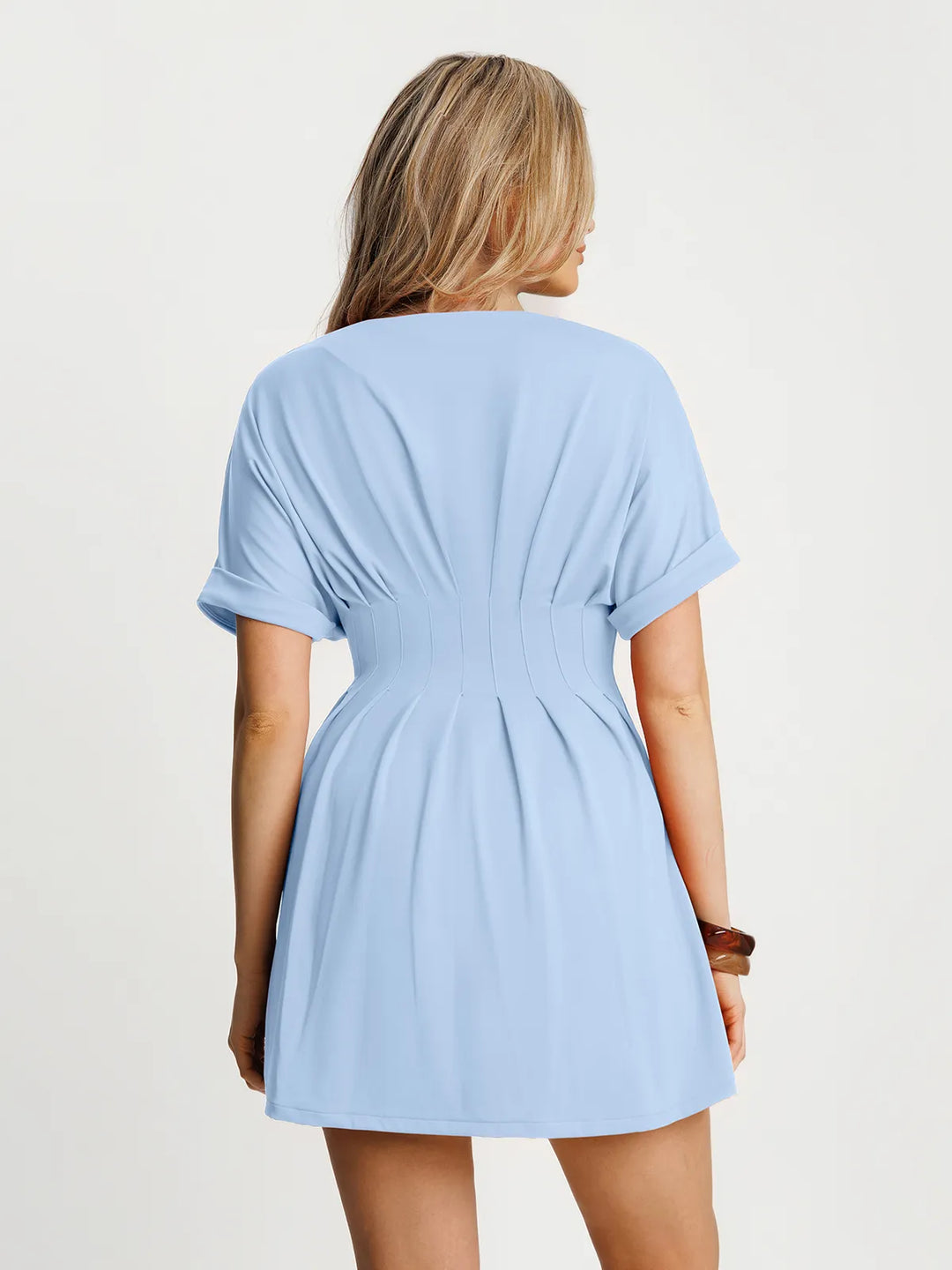Popilush® Deep V Zip Front Two-Piece Sculpting Midi Dress