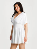 Popilush® Deep V Zip Front Two-Piece Sculpting Midi Dress