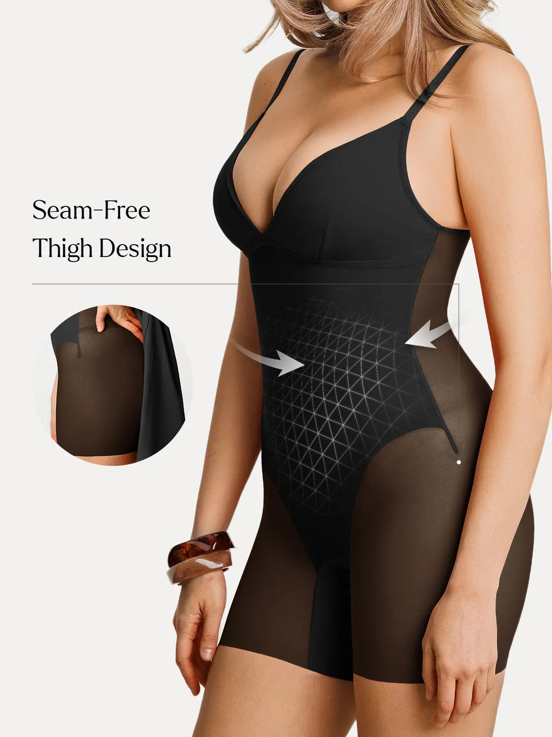 Popilush® Deep V Zip Front Two-Piece Sculpting Mini Dress