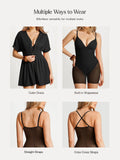 Popilush® Deep V Zip Front Two-Piece Sculpting Mini Dress