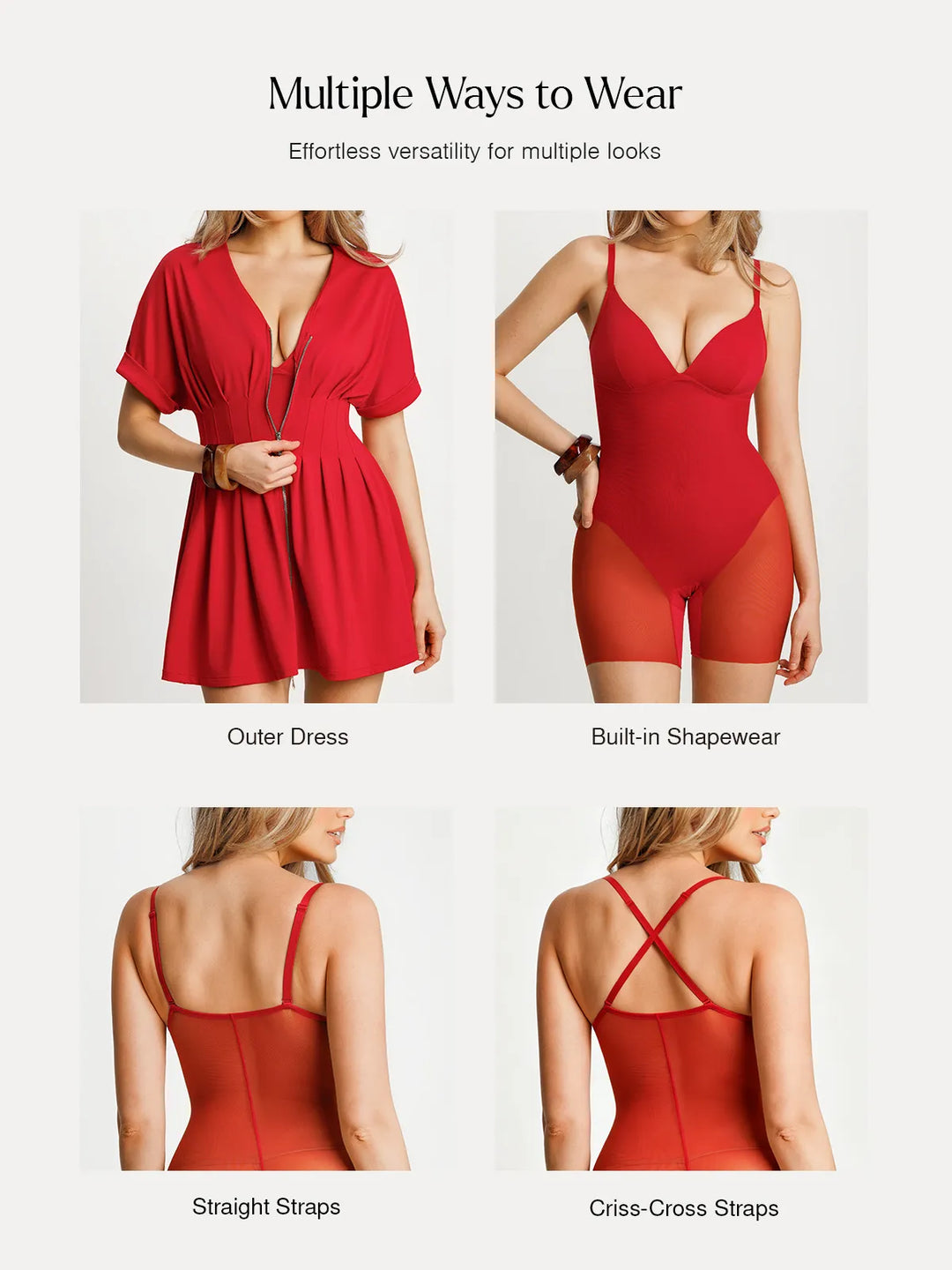 Popilush® Deep V Zip Front Two-Piece Sculpting Mini Dress