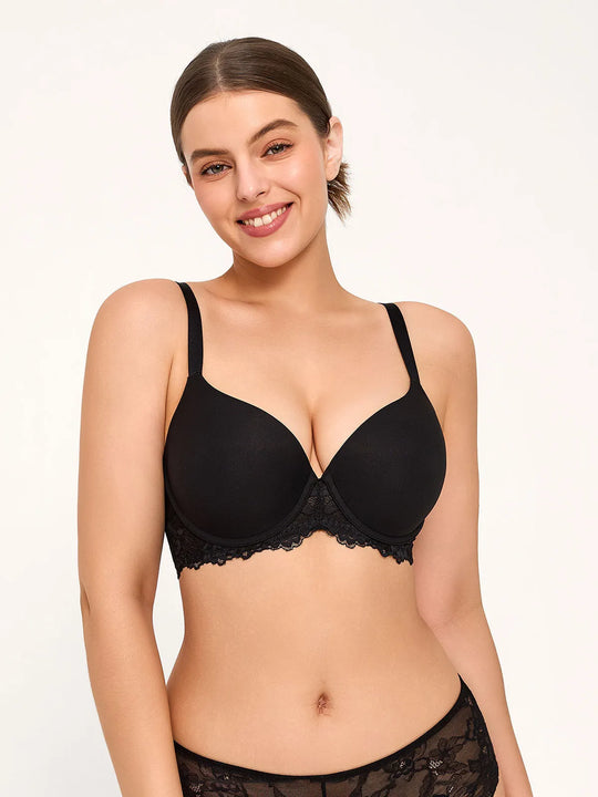 Popilush® Black / 36C Delicate Embrace Lace Underwire Bra