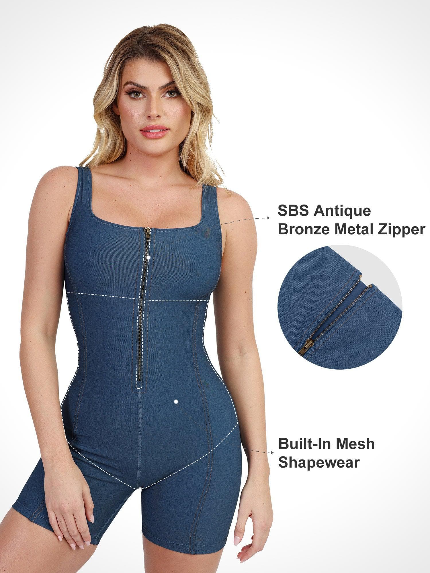 The Shapewear Romper Denim One Piece Popilush®
