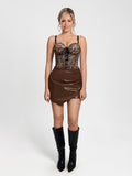 Popilush® （DRAFT）Shapewear Faux Leather High-Waisted Skort