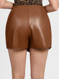 Popilush® （DRAFT）Shapewear Faux Leather High-Waisted Skort
