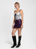 Popilush® （DRAFT）Shapewear Faux Leather High-Waisted Skort