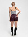 Popilush® （DRAFT）Shapewear Faux Leather High-Waisted Skort
