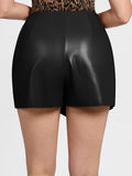 Popilush® （DRAFT）Shapewear Faux Leather High-Waisted Skort