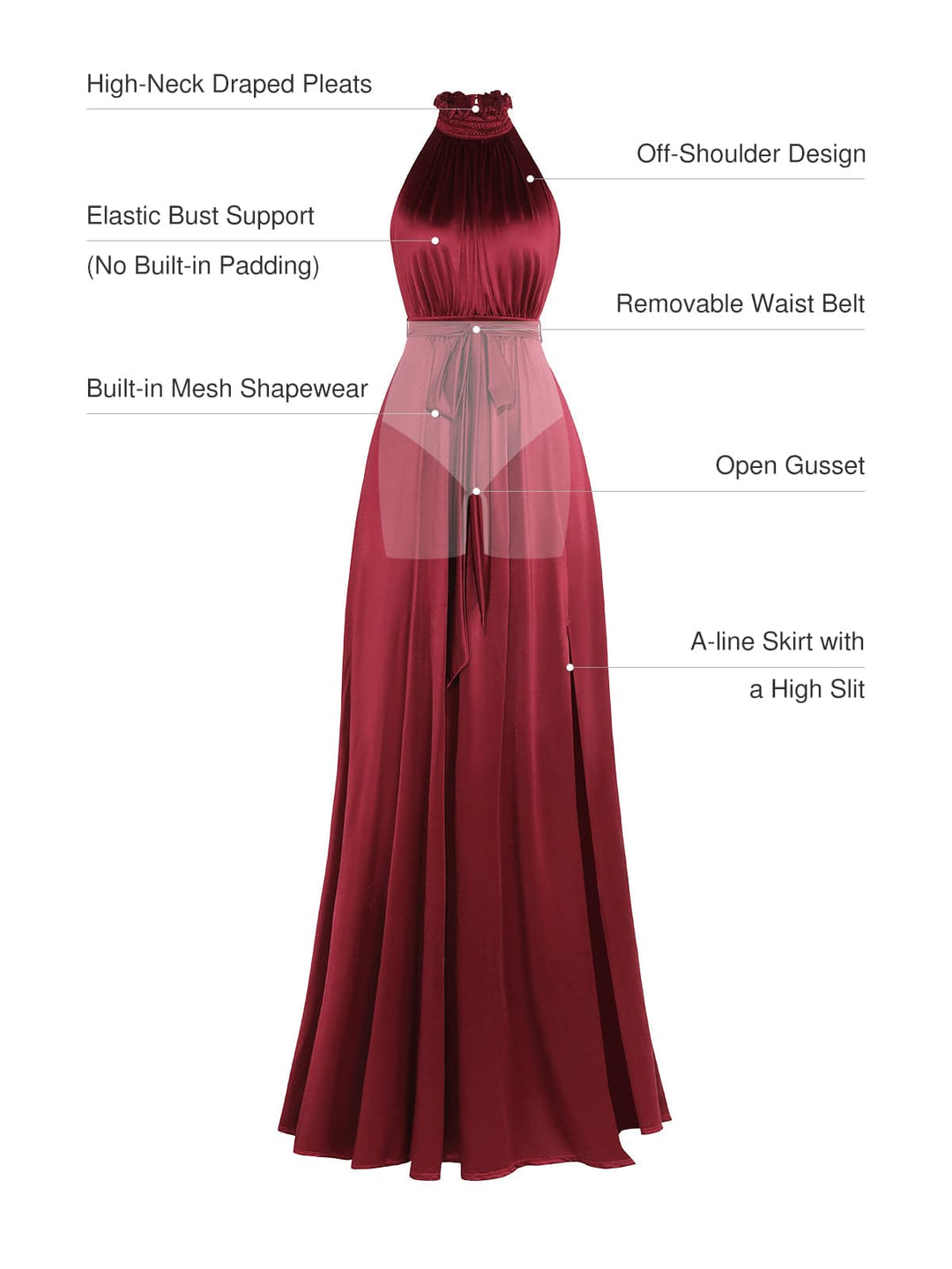 Popilush® Draped High Neck Sculpting Floral-Print Maxi Dress