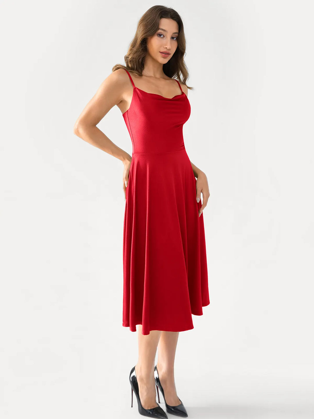 Popilush® Draped Neck All-in-One Shaping Maxi Dress