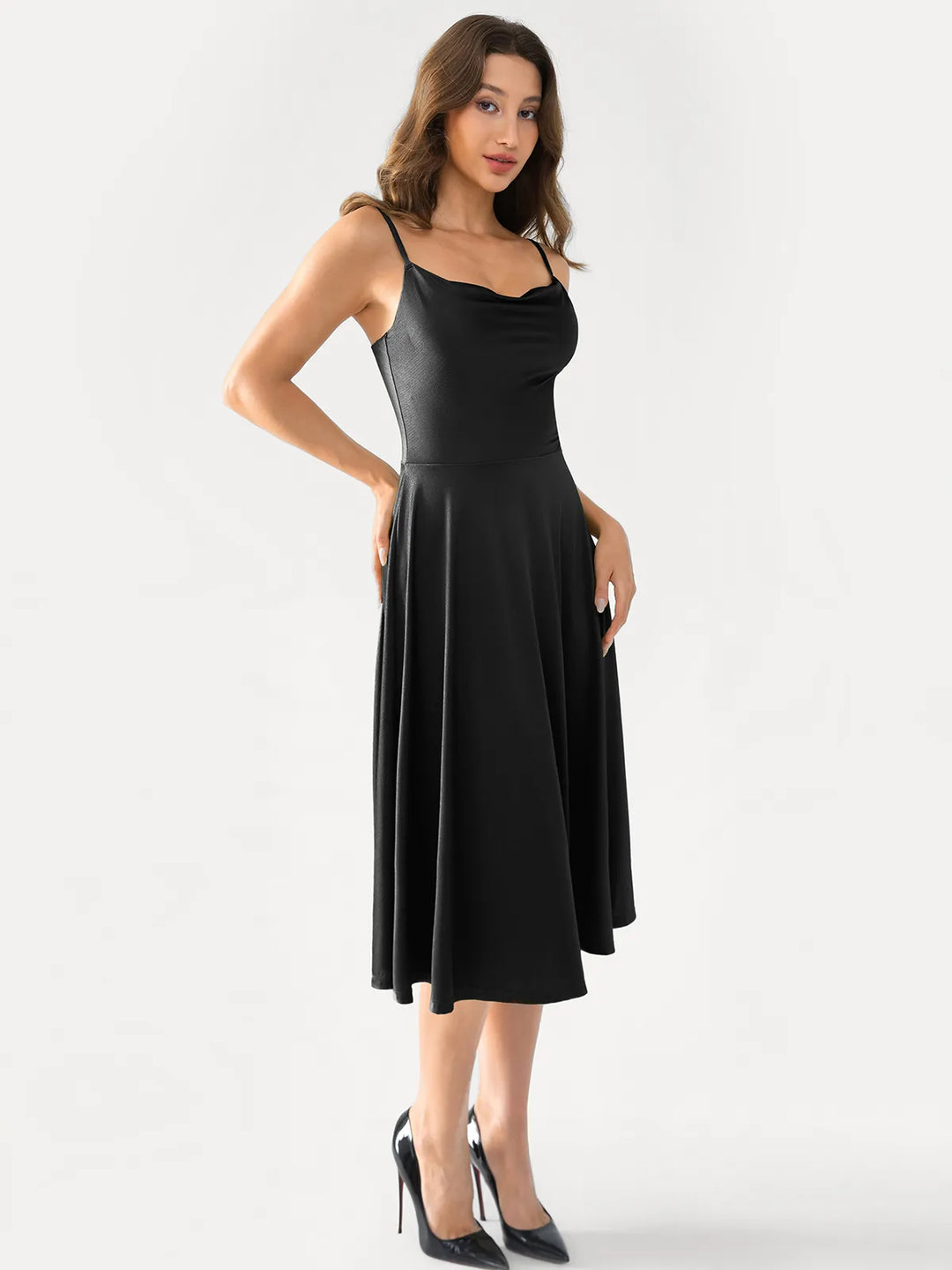 Popilush® Draped Neck All-in-One Shaping Maxi Dress