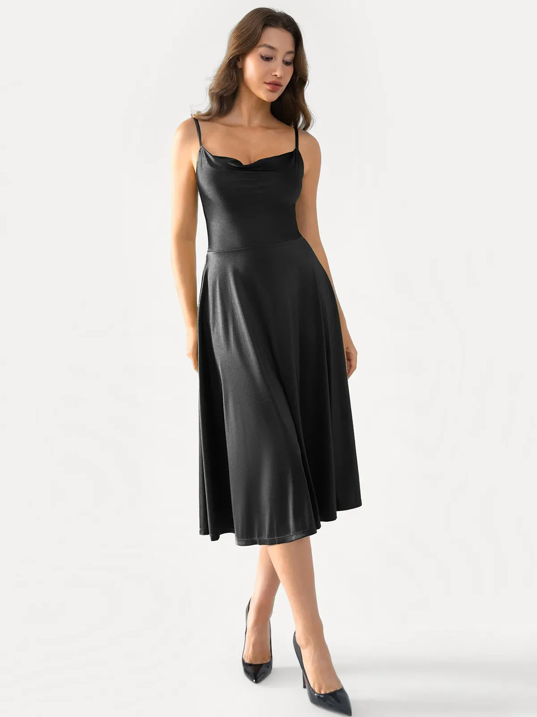 Shapewear Cowl Neck Midi Dress
