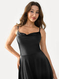 Shapewear Strappy Cowl Neck Tummy Control Flare Dress