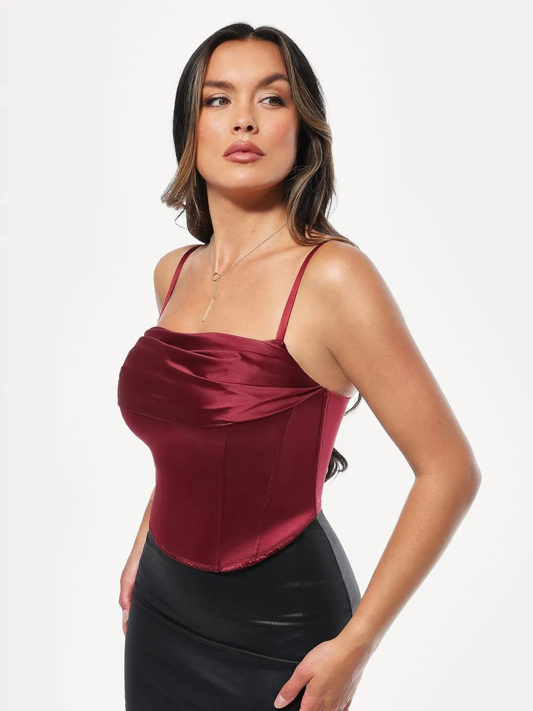 Popilush® Red / XS Draped Sculpting Floral-print Camisole Top