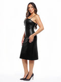 Popilush® Dual-Wear Sculpting Faux Leather Dress