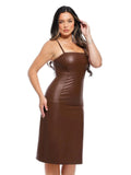 Popilush® Dual-Wear Sculpting Faux Leather Dress