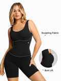 Popilush Mid-Thigh Body Shaper Jumpsuit Eco-Friendly Seamless Shapewear Bodysuit