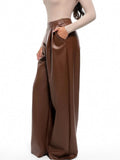Popilush® Faux Leather High Waisted Wide Leg Pants