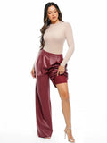 Popilush® Faux Leather High Waisted Wide Leg Pants