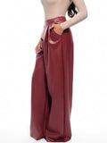 Popilush® Faux Leather High Waisted Wide Leg Pants