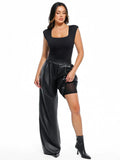 Popilush® Faux Leather High Waisted Wide Leg Pants