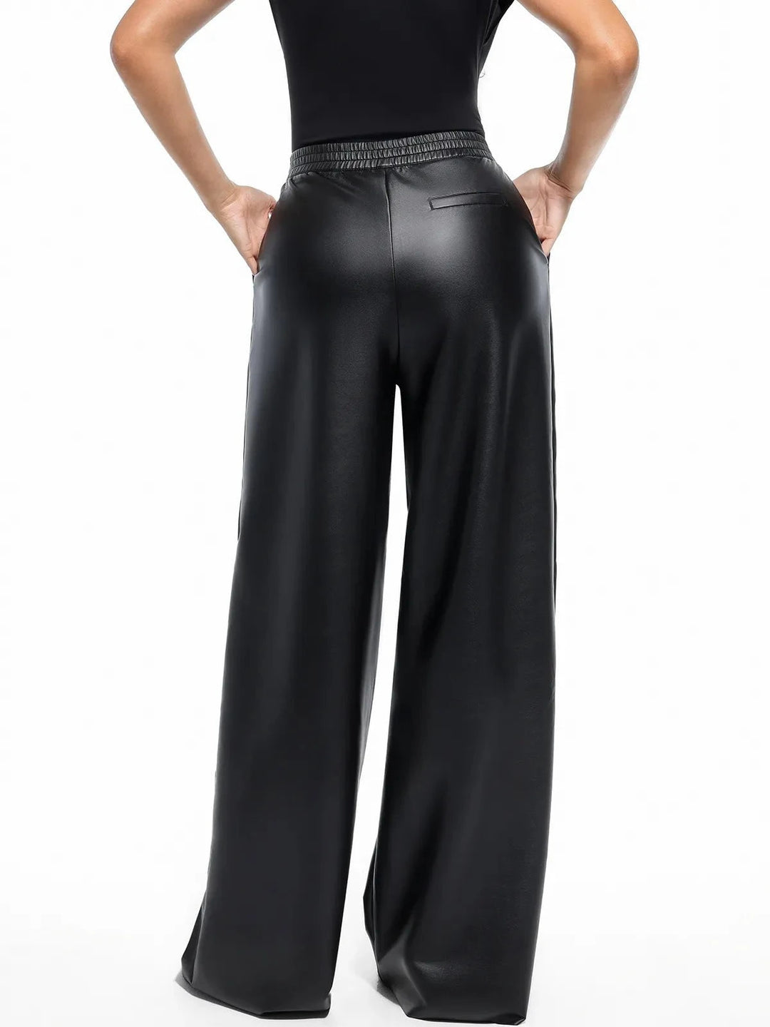 Popilush® Faux Leather High Waisted Wide Leg Pants