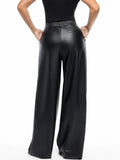 Popilush® Faux Leather High Waisted Wide Leg Pants