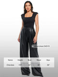 Popilush® Faux Leather High Waisted Wide Leg Pants