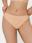 Featherweight no-show thong in a skin tone, featuring a seamless, ultra-thin design and a wide waistband.