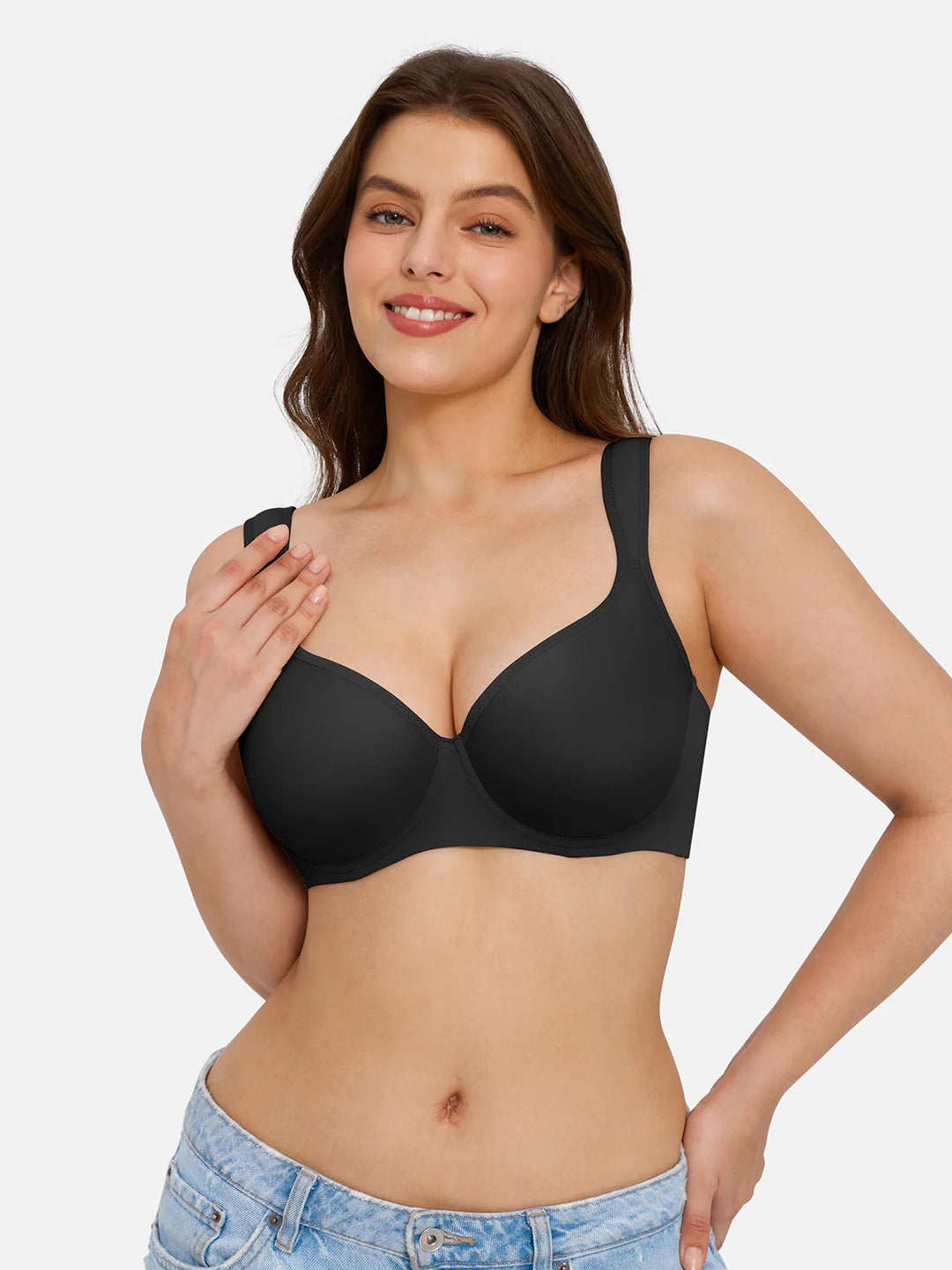 Popilush® Black / 36C Full Figure Beauty Back Smoothing Minimizer Bra