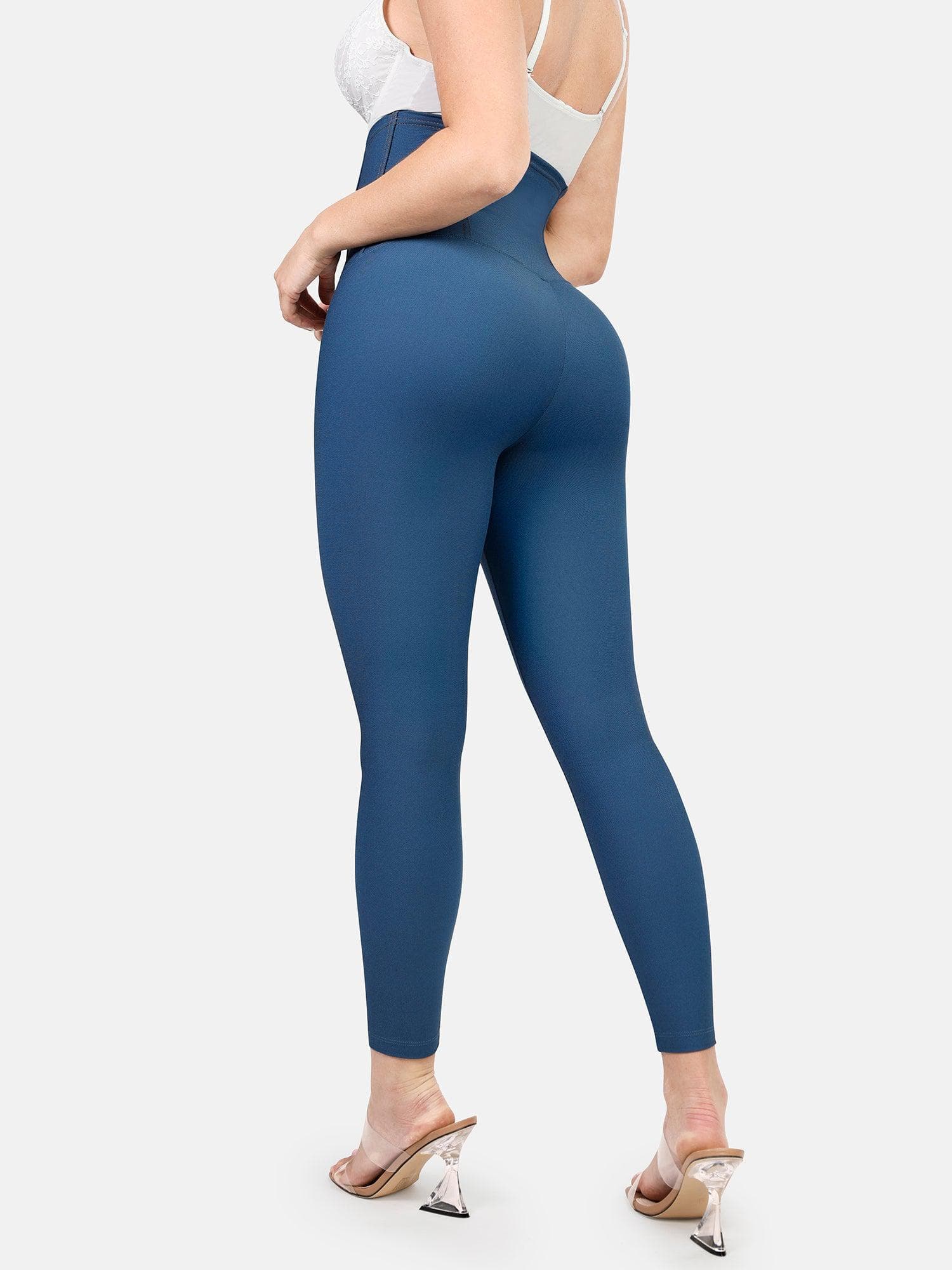 Jean Look Leggings For Women High Waist Tummy Control With Back