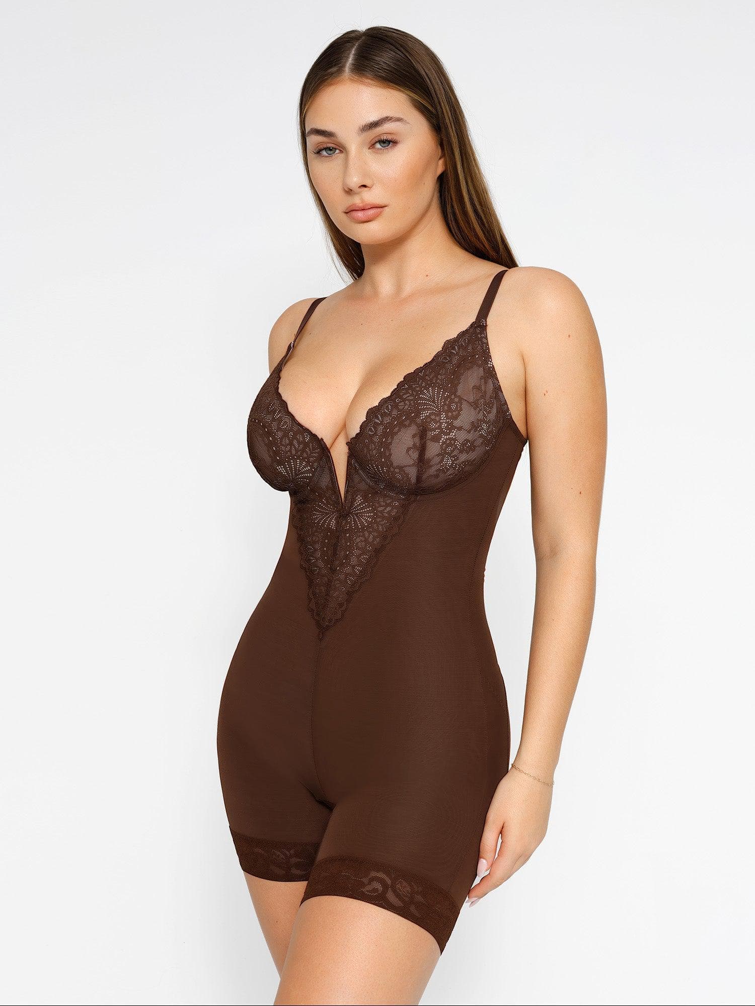 Buckle Belt Checkered Shorts Bodysuit